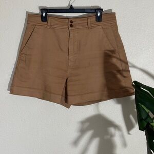Everlane Camel Tan High-Rise Bermuda Shorts